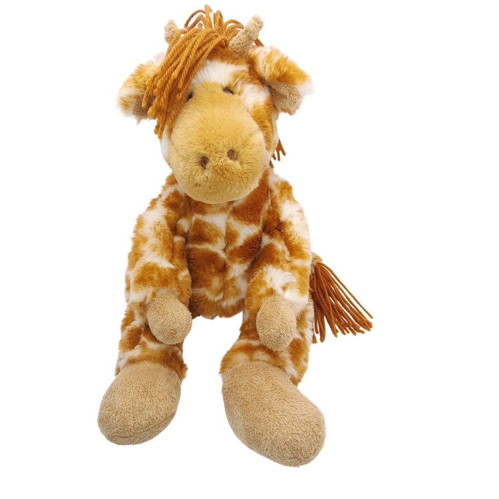 First & Main Giraffe Plush Animal Yarn Mane and Tail Spotted Tan Cream 14"
